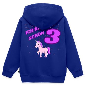 ICH BIN SCHON 3. Geburtstag - Kinder Premium Organic Zip Hoodie - Royalblau - Hinten - AI Model Kid Male (0cm)