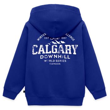 Calgary downhill world series 1957 - Sweat Premium à capuche zippé enfant bio - bleu roi - Dos - AI Model Kid Male (0cm)