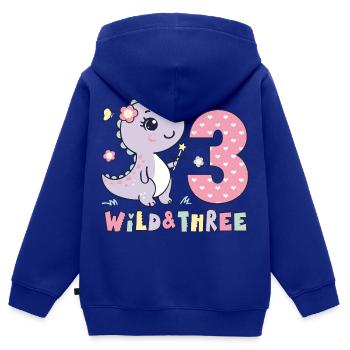 3. Geburtstag Wild & Three niedlicher Dino Mädchen - Kinder Premium Organic Zip Hoodie - Royalblau - Hinten - AI Model Kid Male (0cm)