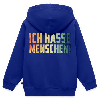 Ich hasse Menschen - Kinder Premium Organic Zip Hoodie - Royalblau - Hinten - AI Model Kid Male (0cm)
