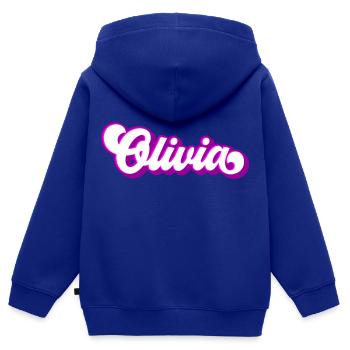 Farben änderbar | Olivia Schöner Mädchen Name - Kinder Premium Organic Zip Hoodie - Royalblau - Hinten - AI Model Kid Male (0cm)