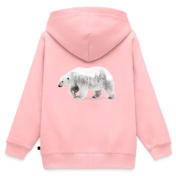 Ours arctique - Sweat Premium à capuche zippé enfant bio - rose - Dos - AI Model Kid Female (0cm)