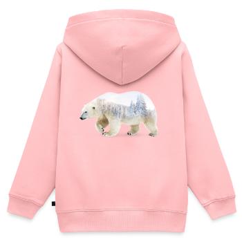 Ours polaire - Sweat Premium à capuche zippé enfant bio - rose - Dos - AI Model Kid Female (0cm)