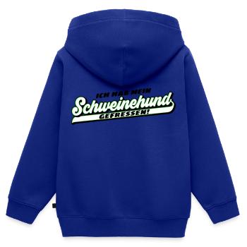 Farben änderbar | Schweinehund gefressen | mollig - Kinder Premium Organic Zip Hoodie - Royalblau - Hinten - AI Model Kid Male (0cm)