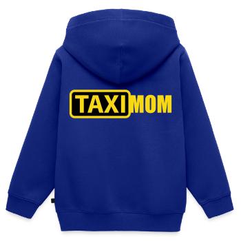 Les couleurs peuvent être modifiées | Taxi Maman - Sweat Premium à capuche zippé enfant bio - bleu roi - Dos - AI Model Kid Male (0cm)