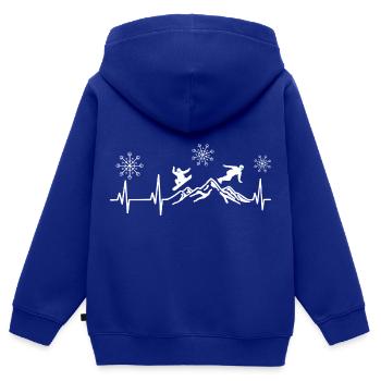 Herzschlag Snowboard Schneeflocken - Winterurlaub - Kinder Premium Organic Zip Hoodie - Royalblau - Hinten - AI Model Kid Male (0cm)
