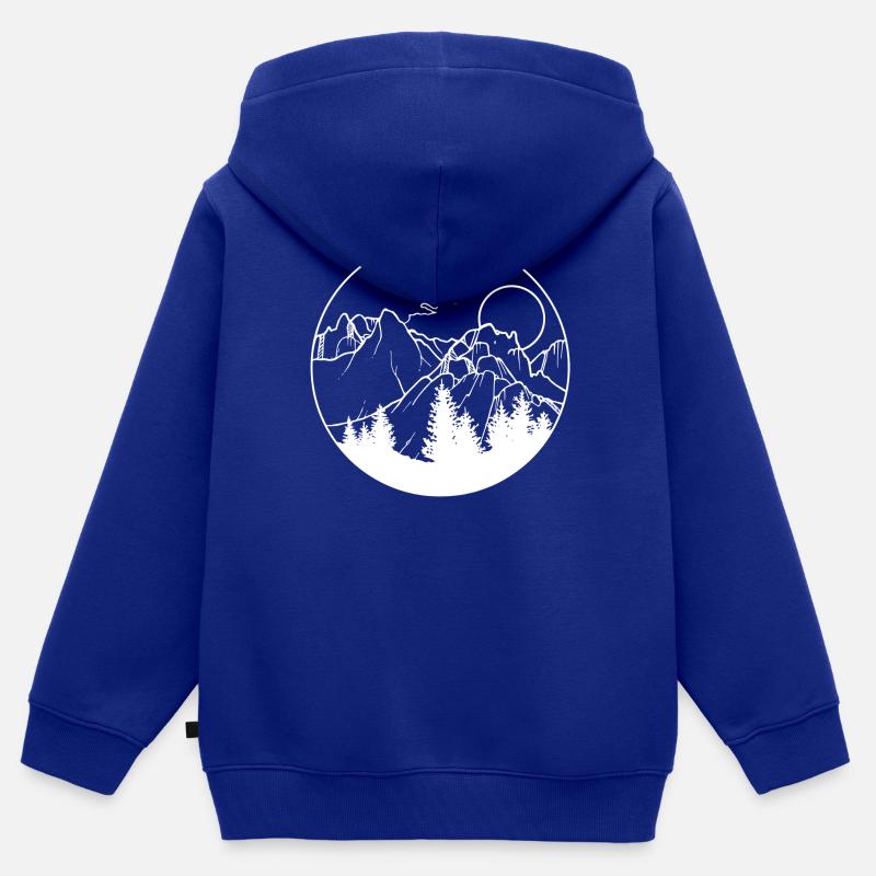 Wanderlust White - Sweat Premium à capuche zippé enfant bio - bleu roi