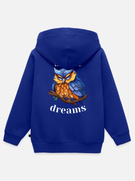 Sweet Dreams Eule - Kinder Premium Organic Zip Hoodie - Royalblau