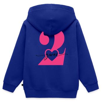 Ziffer Zwei 2 mit Herz - Kinder Premium Organic Zip Hoodie - Royalblau - Hinten - AI Model Kid Male (0cm)