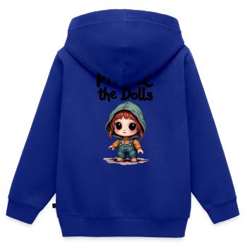 Protect the Dolls - Süße Botschaft - Kinder Premium Organic Zip Hoodie - Royalblau - Hinten - AI Model Kid Male (0cm)