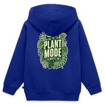 Plant Mode Always On – Monstera Design - Kinder Premium Organic Zip Hoodie - Royalblau - Hinten - AI Model Kid Male (0cm)