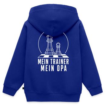 Mein Trainer mein Opa – Schach König & Bauer Art - Kinder Premium Organic Zip Hoodie - Royalblau - Hinten - AI Model Kid Male (0cm)