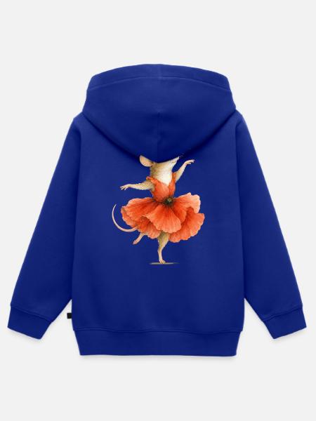 Tanzende Maus mit Mohnblütenkleid - Kinder Premium Organic Zip Hoodie - Royalblau