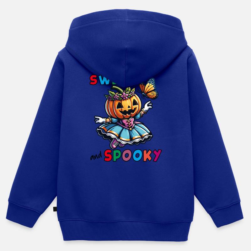 Mignonne princesse d’Halloween avec papillon - Sweat Premium à capuche zippé enfant bio - bleu roi