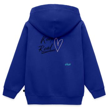 Keep it Real - Sweat Premium à capuche zippé enfant bio - bleu roi - Dos - AI Model Kid Male (0cm)