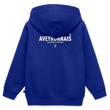 Passer A Cote D Un Aveyronnais C Est Froler La ... - Sweat Premium à capuche zippé enfant bio - bleu roi - Dos - AI Model Kid Male (0cm)