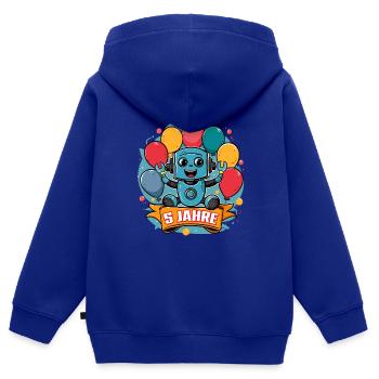 5 Jahre Kleiner Roboter mit bunten Luftballons - Kinder Premium Organic Zip Hoodie - Royalblau - Hinten - AI Model Kid Male (0cm)