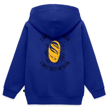 Ich backe mein Brot - Ich vertraue nur meinem Ofen - Kinder Premium Organic Zip Hoodie - Royalblau - Hinten - AI Model Kid Male (0cm)
