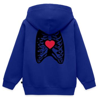 Skeul menschliche Skelett menschliche Herz - Kinder Premium Organic Zip Hoodie - Royalblau - Hinten - AI Model Kid Male (0cm)