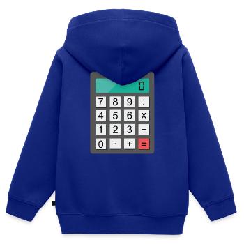 calculatrice - Sweat Premium à capuche zippé enfant bio - bleu roi - Dos - AI Model Kid Male (0cm)