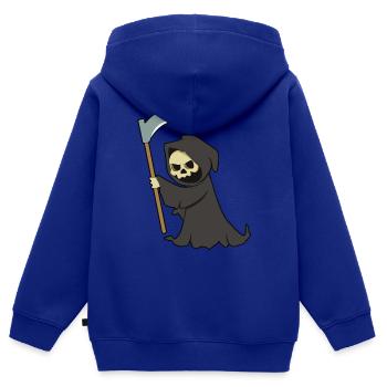 Sensenmann - Halloween - Kinder Premium Organic Zip Hoodie - Royalblau - Hinten - AI Model Kid Male (0cm)