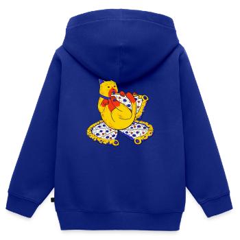 Gourmet Cat - Kids Premium Organic Zip-up Hoodie - royal blue - Back - AI Model Kid Male (0cm)