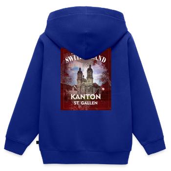 Concevez votre propre T-Shirt Canton Saint-Gall - Sweat Premium à capuche zippé enfant bio - bleu roi - Dos - AI Model Kid Male (0cm)