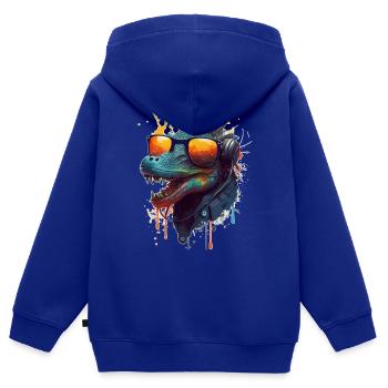 Tierische coole Echse mit Sonnenbrille im Sommer - Kinder Premium Organic Zip Hoodie - Royalblau - Hinten - AI Model Kid Male (0cm)