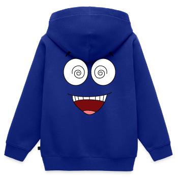 Visage fou - Sweat Premium à capuche zippé enfant bio - bleu roi - Dos - AI Model Kid Male (0cm)