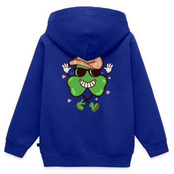 One Lucky Cowboy Retro St Patty s Day - Sweat Premium à capuche zippé enfant bio - bleu roi - Dos - AI Model Kid Male (0cm)