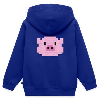 Verpixelter Schweinekopf - Kinder Premium Organic Zip Hoodie - Royalblau - Hinten - AI Model Kid Male (0cm)