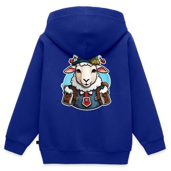 Lederhosen / Animal / Costume traditionnel / Tradition / Mouton - Sweat Premium à capuche zippé enfant bio - bleu roi - Dos - AI Model Kid Male (0cm)