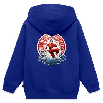 Kung Fu - Kinder Premium Organic Zip Hoodie - Royalblau - Hinten - AI Model Kid Male (0cm)