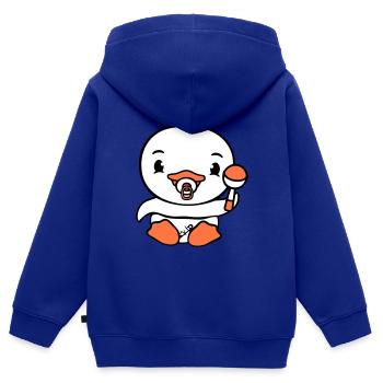 Canard Bébé Enfant Hochet Couche Mignon Sucette - Sweat Premium à capuche zippé enfant bio - bleu roi - Dos - AI Model Kid Male (0cm)