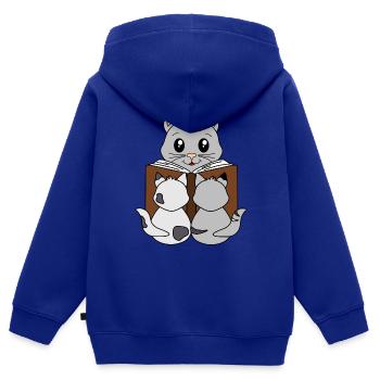 Katzenfamilie mit Gute-Nacht-Geschichte - Kinder Premium Organic Zip Hoodie - Royalblau - Hinten - AI Model Kid Male (0cm)