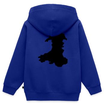 Wales - Kinder Premium Organic Zip Hoodie - Royalblau - Hinten - AI Model Kid Male (0cm)