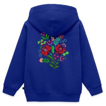 des fleurs hongroises, des fleurs, des poivrons. chilli,hongrie - Sweat Premium à capuche zippé enfant bio - bleu roi - Dos - AI Model Kid Male (0cm)