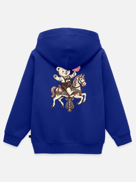 Bayern Teddy Zuckerwatte Karussell - Kinder Premium Organic Zip Hoodie - Royalblau