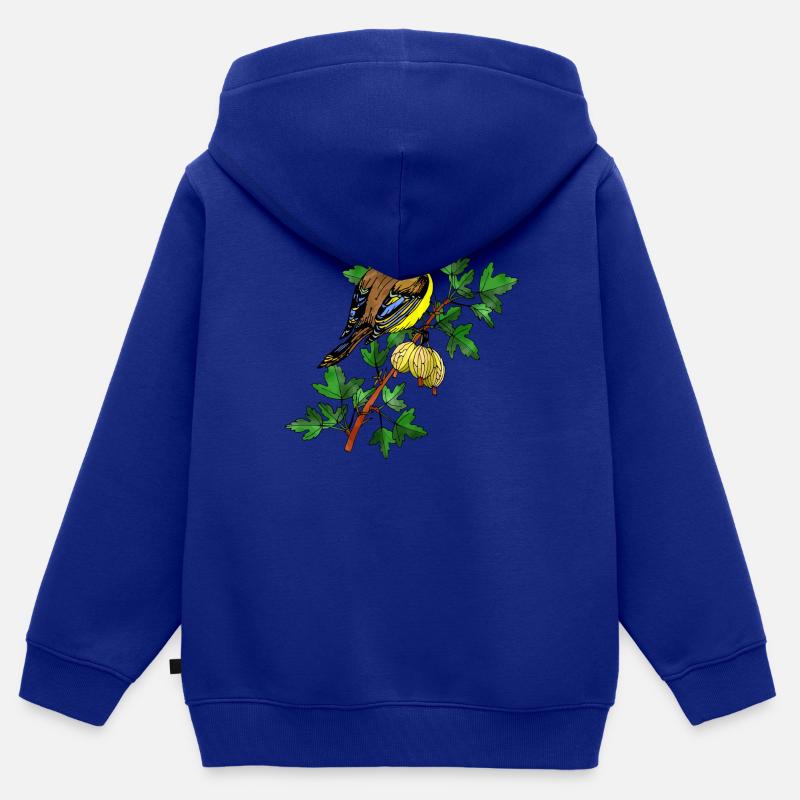 oiseau - Sweat Premium à capuche zippé enfant bio - bleu roi