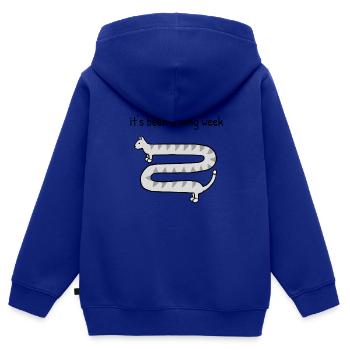 La semaine a été longue - Sweat Premium à capuche zippé enfant bio - bleu roi - Dos - AI Model Kid Male (0cm)