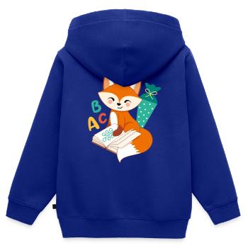 Fuchs mit Schultüte Einschulung Schulkind - Kinder Premium Organic Zip Hoodie - Royalblau - Hinten - AI Model Kid Male (0cm)