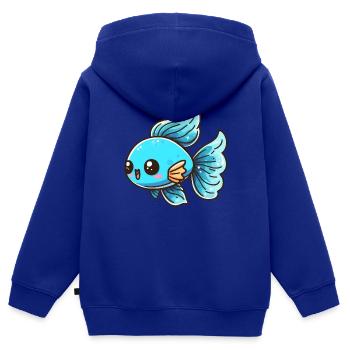 Fisch Blau Aquarium Zierfisch Süß- und Salzwasser - Kinder Premium Organic Zip Hoodie - Royalblau - Hinten - AI Model Kid Male (0cm)