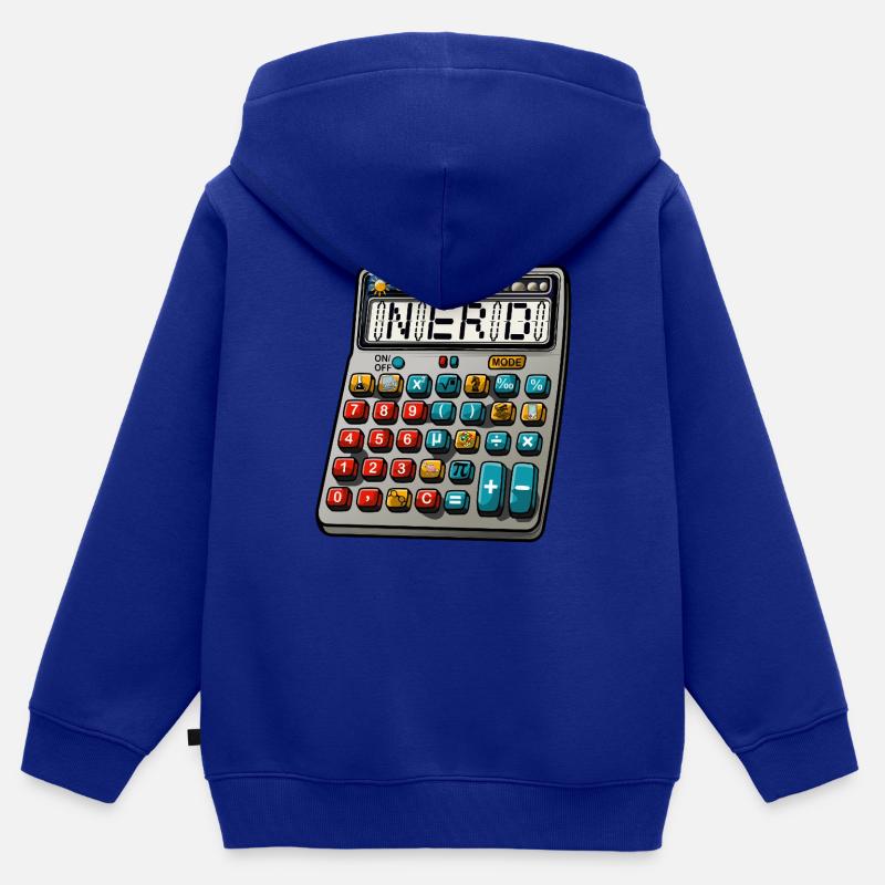 Retro Taschenrechner - Calculatrice Nerd - Sweat Premium à capuche zippé enfant bio - bleu roi