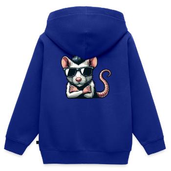 Coole Ratte Maus Sonnenbrille 50er Jahre 60er - Kinder Premium Organic Zip Hoodie - Royalblau - Hinten - AI Model Kid Male (0cm)