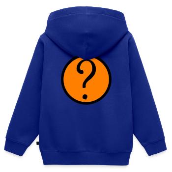 point d’interrogation symbole - Sweat Premium à capuche zippé enfant bio - bleu roi - Dos - AI Model Kid Male (0cm)