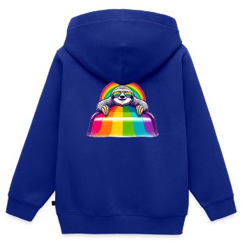 LGBTQ Pride Faultier Regenbogen Spielplatz - Kinder Premium Organic Zip Hoodie - Royalblau - Hinten - AI Model Kid Male (0cm)