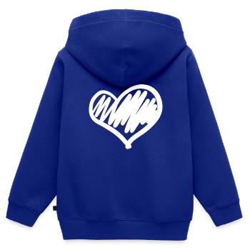 großes Herz handgezeichnet - Kinder Premium Organic Zip Hoodie - Royalblau - Hinten - AI Model Kid Male (0cm)
