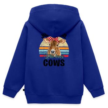 Nur ein Mädchen, das Kühe liebt - Kinder Premium Organic Zip Hoodie - Royalblau - Hinten - AI Model Kid Male (0cm)