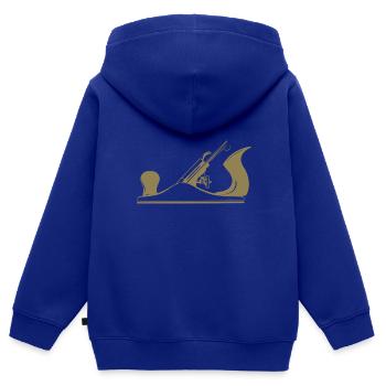 Schreiner Werkzeug Hobel Design - Kinder Premium Organic Zip Hoodie - Royalblau - Hinten - AI Model Kid Male (0cm)