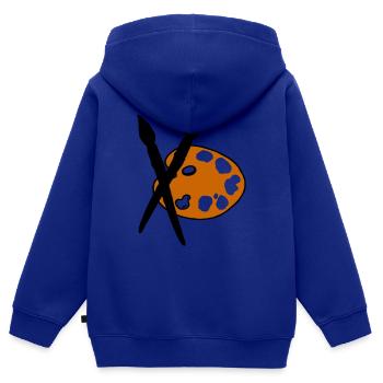 Artistes - peintres - Brosses - Sweat Premium à capuche zippé enfant bio - bleu roi - Dos - AI Model Kid Male (0cm)
